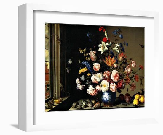 Dutch Vase of Flowers by a Window-Balthasar van der Ast-Framed Giclee Print