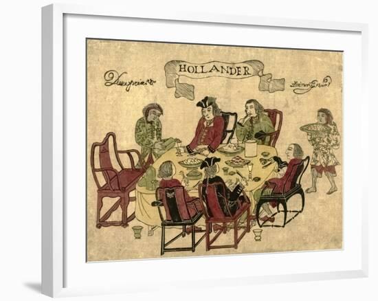 Dutch VOC Employees Being Served a Meal by Javanese Servants at Deshima, 1790-1810-null-Framed Giclee Print