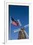 Dutch windmill and US flag, Nelis' Dutch Village, Holland, Michigan.-Randa Bishop-Framed Photographic Print