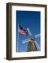 Dutch windmill and US flag, Nelis' Dutch Village, Holland, Michigan.-Randa Bishop-Framed Photographic Print