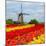 Dutch Windmill over Tulips Field-neirfy-Mounted Photographic Print