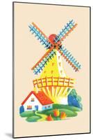 Dutch Windmill-null-Mounted Art Print