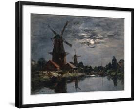 Dutch Windmills, 1884-Eugene Louis Boudin-Framed Giclee Print