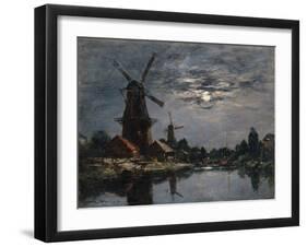 Dutch Windmills, 1884-Eugene Louis Boudin-Framed Giclee Print