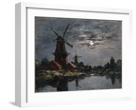 Dutch Windmills, 1884-Eugene Louis Boudin-Framed Giclee Print