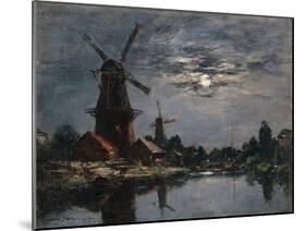Dutch Windmills, 1884-Eugene Louis Boudin-Mounted Giclee Print