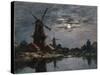 Dutch Windmills, 1884-Eugene Louis Boudin-Stretched Canvas