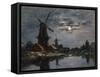 Dutch Windmills, 1884-Eugene Louis Boudin-Framed Stretched Canvas