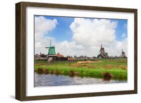 Dutch Windmills over River-neirfy-Framed Photographic Print