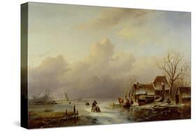 Dutch Winter Landscape-Andreas Schelfhout-Stretched Canvas