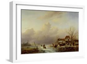 Dutch Winter Landscape-Andreas Schelfhout-Framed Giclee Print