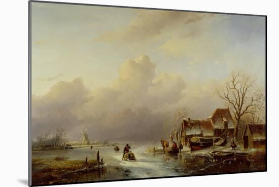 Dutch Winter Landscape-Andreas Schelfhout-Mounted Giclee Print