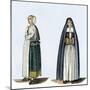 Dutch Women in Summer Costume (Left) and Winter Costume (Right), 1642. Colour Engraving of the 17Th-null-Mounted Giclee Print