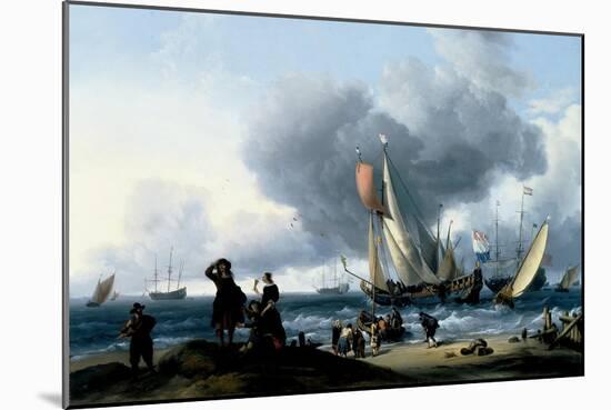 Dutchmen Embarking onto a Yacht, C.1670-Ludolf Backhuysen-Mounted Giclee Print