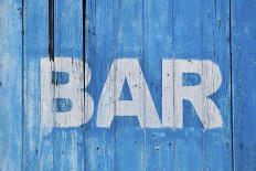 White Bar Sign Painted On A Dilapidated Blue Wooden Wall-Dutourdumonde-Stretched Canvas