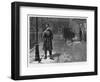 Duty and Pleasure, a Policeman on Duty on a Snowy Night in a Fashionable London Square-Charles Gregory-Framed Art Print