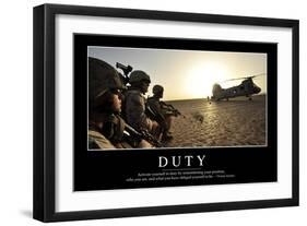 Duty: Inspirational Quote and Motivational Poster-null-Framed Photographic Print