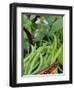 Dwarf Beans, 'Pongo' Harvested Crop in Rustic Trug with Plant and Flowers in Back, Norfolk, UK-Gary Smith-Framed Photographic Print