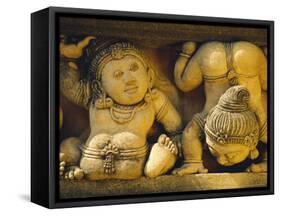 Dwarf Carvings Line Temple Wall, Kelaniya Temple, Near Colombo, Sri Lanka, Asia-Upperhall Ltd-Framed Stretched Canvas