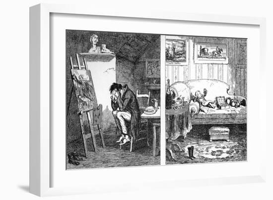 Dwarf Versus Genius-George Cruikshank-Framed Art Print