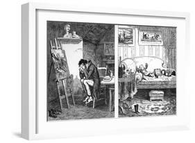 Dwarf Versus Genius-George Cruikshank-Framed Art Print