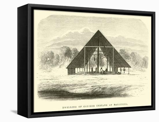 Dwelling of Conibos Indians at Paruitcha-?douard Riou-Framed Stretched Canvas