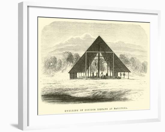 Dwelling of Conibos Indians at Paruitcha-?douard Riou-Framed Giclee Print
