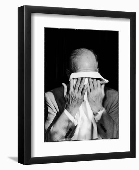 Dwight D. Eisenhower Emotionally Crying After His Speech at the 82nd Airborne Luncheon-Hank Walker-Framed Premium Photographic Print