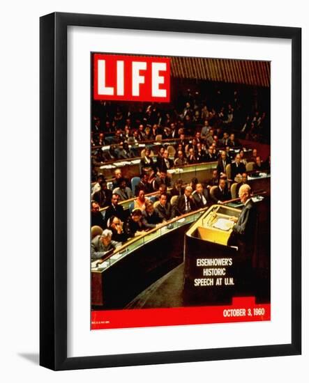 Dwight D. Eisenhower Giving Speech at the United Nations, October 3, 1960-Ralph Crane-Framed Photographic Print