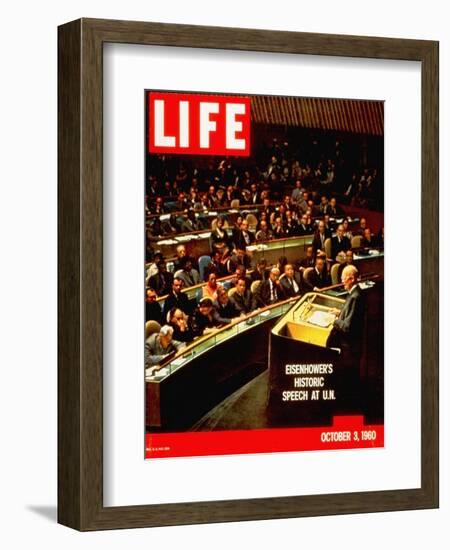 Dwight D. Eisenhower Giving Speech at the United Nations, October 3, 1960-Ralph Crane-Framed Photographic Print
