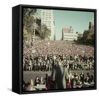 Dwight Eisenhower Speaking to Crowd During Presidential Campaign-John Dominis-Framed Stretched Canvas
