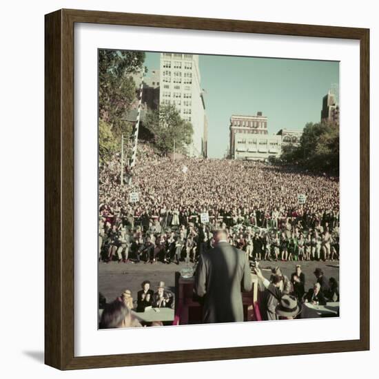 Dwight Eisenhower Speaking to Crowd During Presidential Campaign-John Dominis-Framed Photographic Print