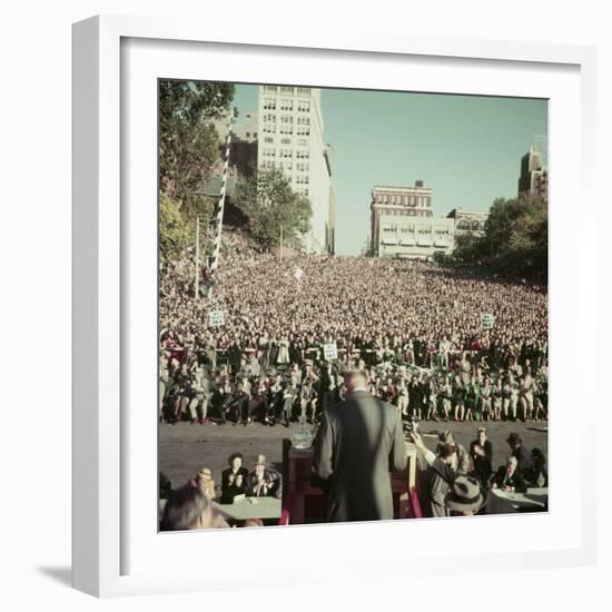 Dwight Eisenhower Speaking to Crowd During Presidential Campaign-John Dominis-Framed Photographic Print