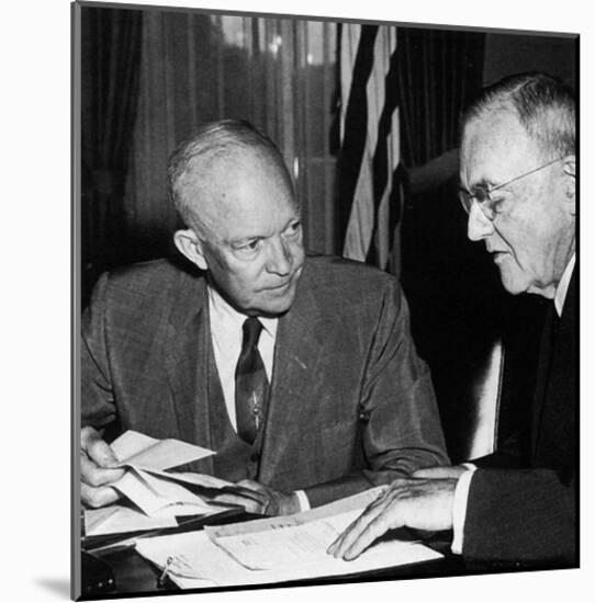 Dwight Eisenhower (With John Foster Dulles, 1956) Poster-null-Mounted Poster