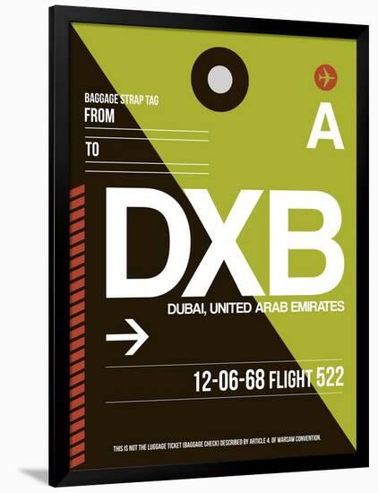 DXB Dubai Luggage Tag II-NaxArt-Framed Art Print