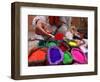 Dye Trader Offers His Brightly Coloured Wares in a Roadside Stall in Kathmandu, Nepal, Asia-David Pickford-Framed Photographic Print