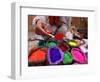 Dye Trader Offers His Brightly Coloured Wares in a Roadside Stall in Kathmandu, Nepal, Asia-David Pickford-Framed Photographic Print