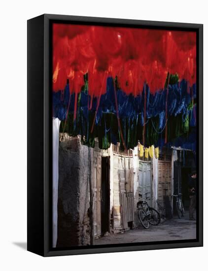 Dyed Wool, Marrakesh, Morocco, North Africa, Africa-Adam Woolfitt-Framed Stretched Canvas