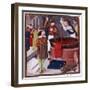 Dyers Immersing Bolt of Cloth in Vat of Dye Placed over a Fire, 15th Century-null-Framed Giclee Print