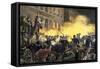 Dynamite Bomb Exploding Among Police Ranks during the Haymarket Square Riot in Chicago, c.1886-null-Framed Stretched Canvas