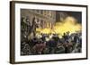 Dynamite Bomb Exploding Among Police Ranks during the Haymarket Square Riot in Chicago, c.1886-null-Framed Giclee Print