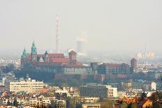 Historic Royal Wawel Castle in Cracow, Poland, with Frozen Vistula River in Winter.-dziewul-Photographic Print