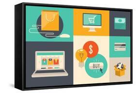 E-Commerce and Internet Shopping Icons-bloomua-Framed Stretched Canvas