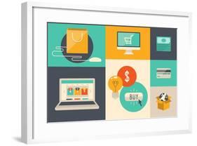 E-Commerce and Internet Shopping Icons-bloomua-Framed Art Print