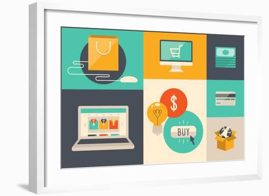 E-Commerce and Internet Shopping Icons-bloomua-Framed Art Print