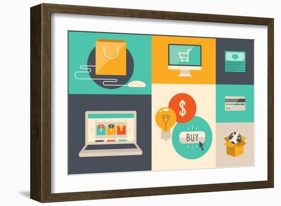 E-Commerce and Internet Shopping Icons-bloomua-Framed Art Print