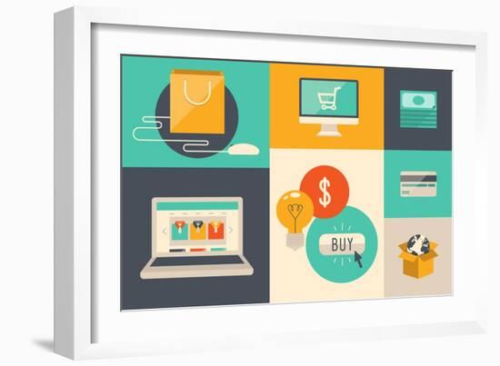 E-Commerce and Internet Shopping Icons-bloomua-Framed Art Print