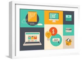 E-Commerce and Internet Shopping Icons-bloomua-Framed Art Print
