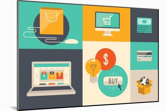 E-Commerce and Internet Shopping Icons-bloomua-Mounted Art Print