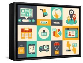 E-Commerce And Online Shopping Icons-bloomua-Framed Stretched Canvas